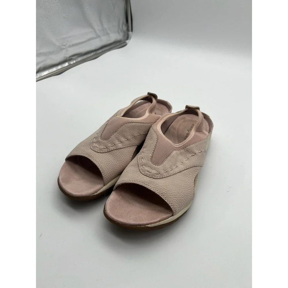 Easy Spirit Womens Blush Pink Leather Slingback Comfort Sandals Open Toe